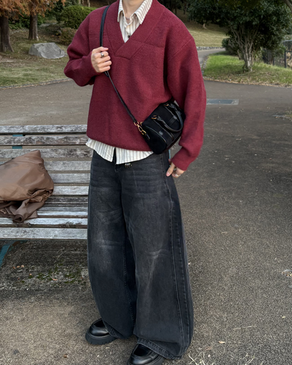 Vネックルーズニット WG0211