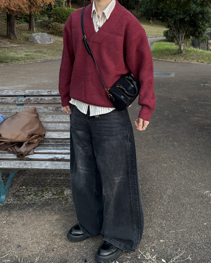 Vネックルーズニット WG0211