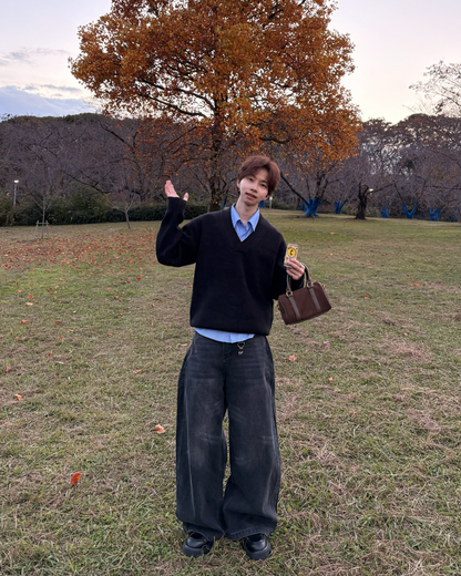 Vネックルーズニット WG0211