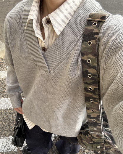 Vネックルーズニット WG0211