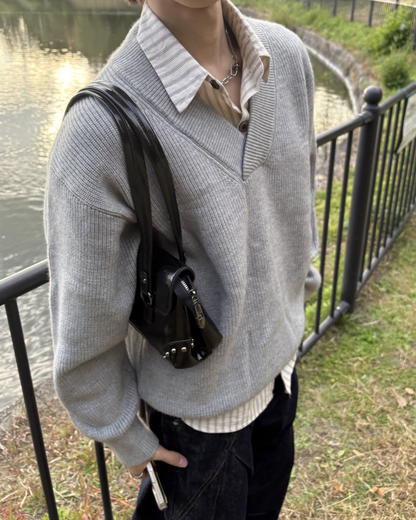 Vネックルーズニット WG0211