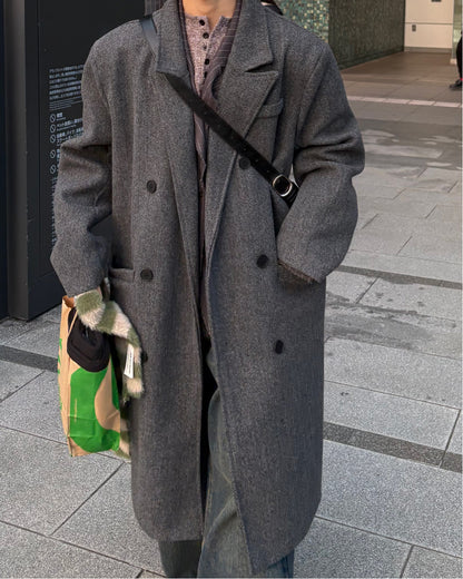 ダブルブレスト ロングチェスターコート WG0217