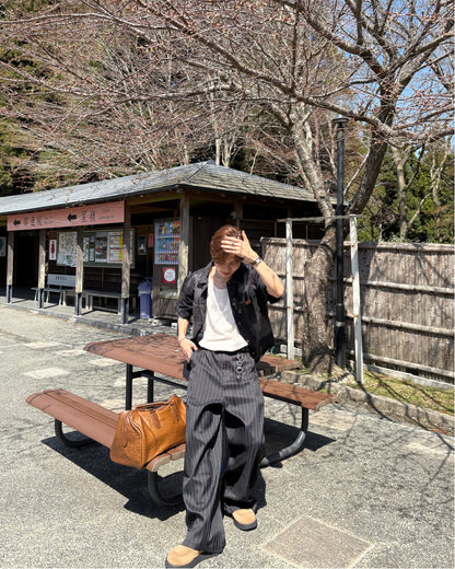 ピンストライプイージーワイドパンツ WG0329