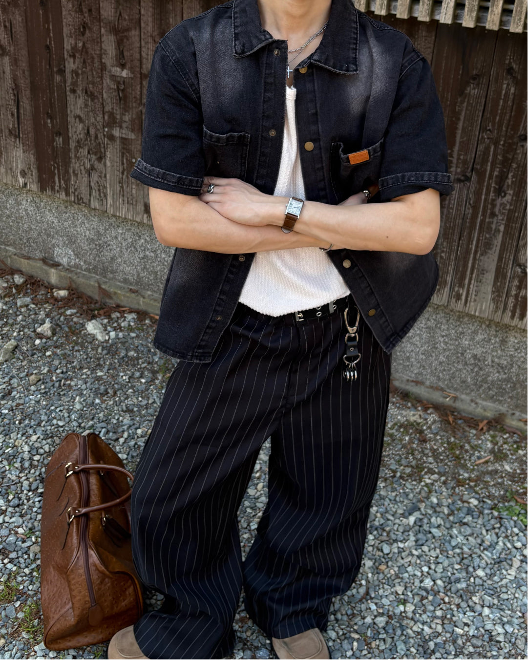 ピンストライプイージーワイドパンツ WG0329