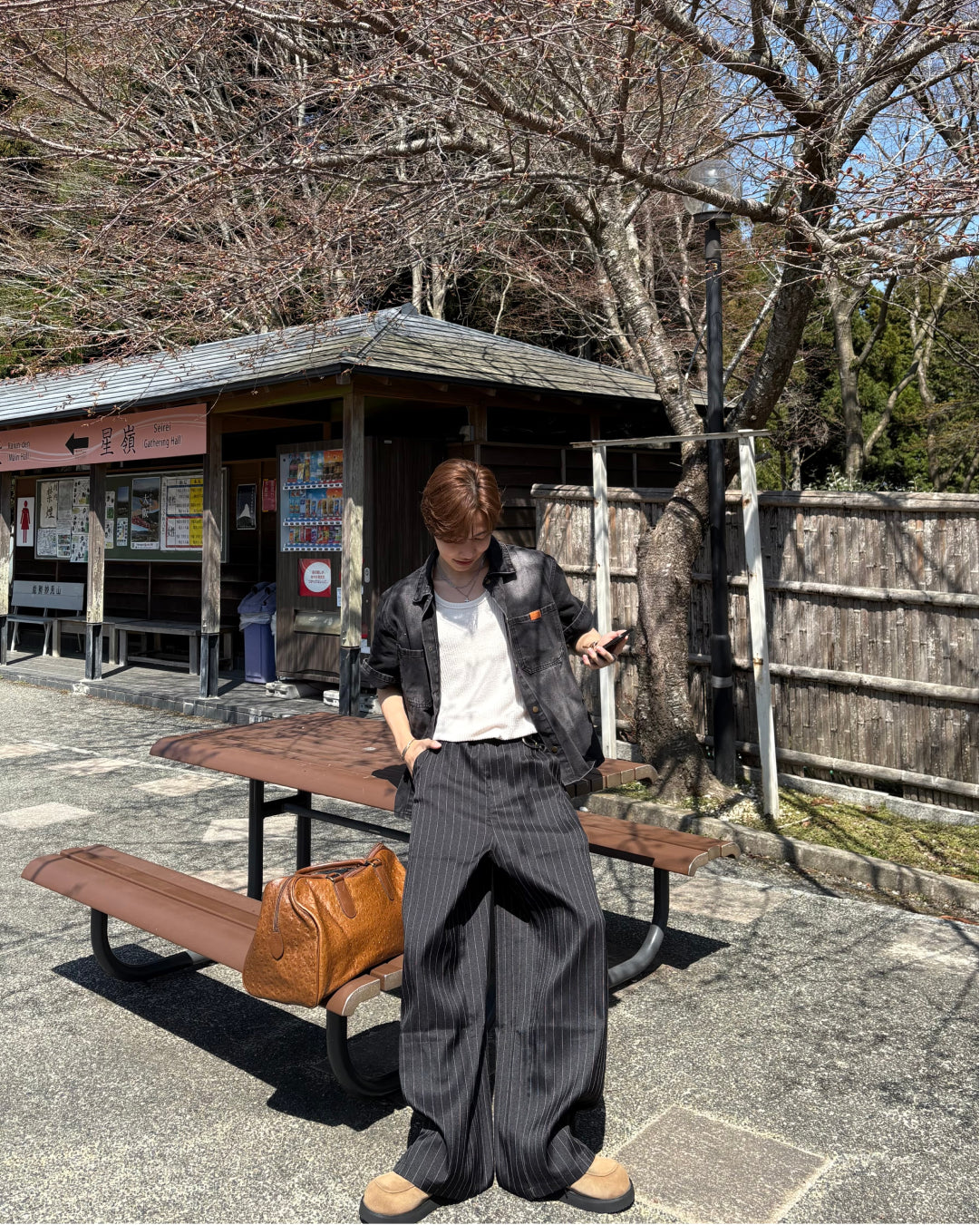 ピンストライプイージーワイドパンツ WG0329