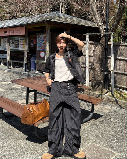 ピンストライプイージーワイドパンツ WG0329