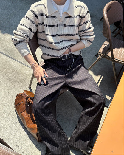 ピンストライプイージーワイドパンツ WG0329