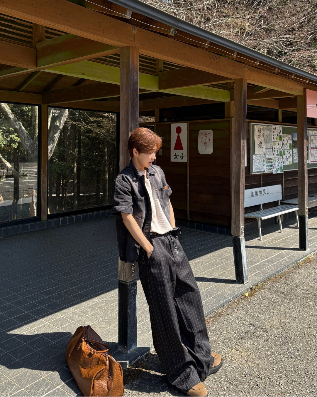 ピンストライプイージーワイドパンツ WG0329