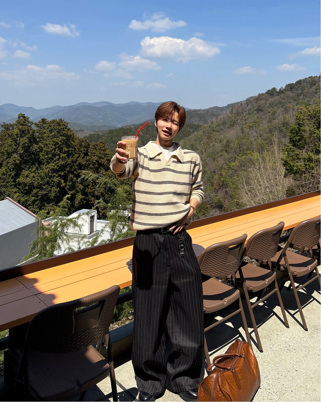 ピンストライプイージーワイドパンツ WG0329