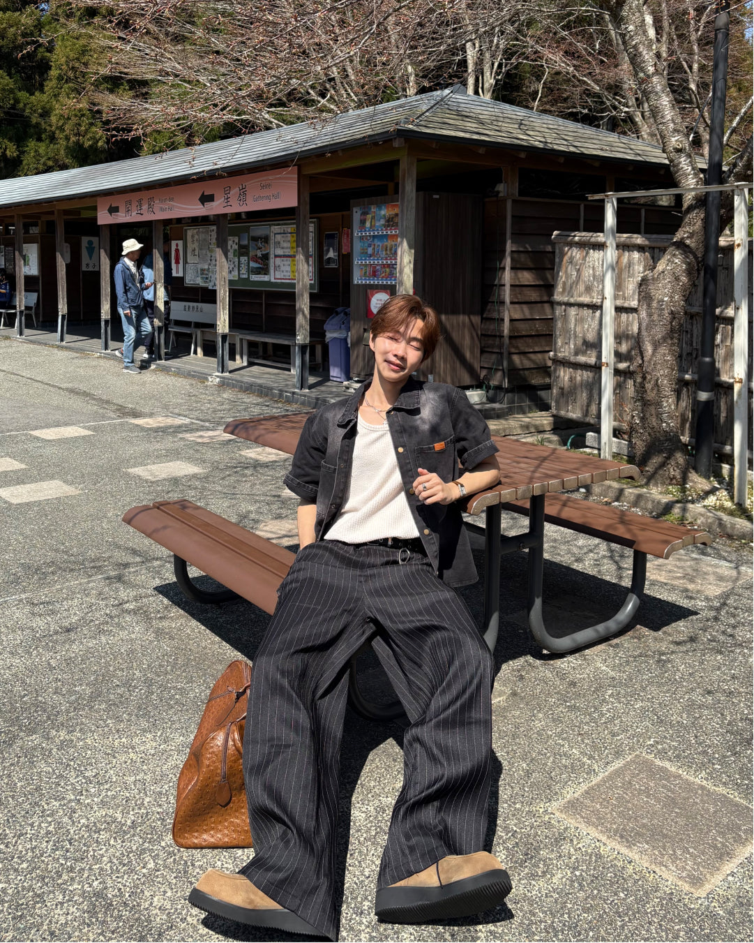 ピンストライプイージーワイドパンツ WG0329