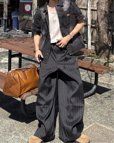ピンストライプイージーワイドパンツ WG0329