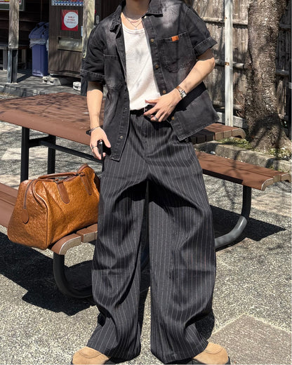 ピンストライプイージーワイドパンツ WG0329