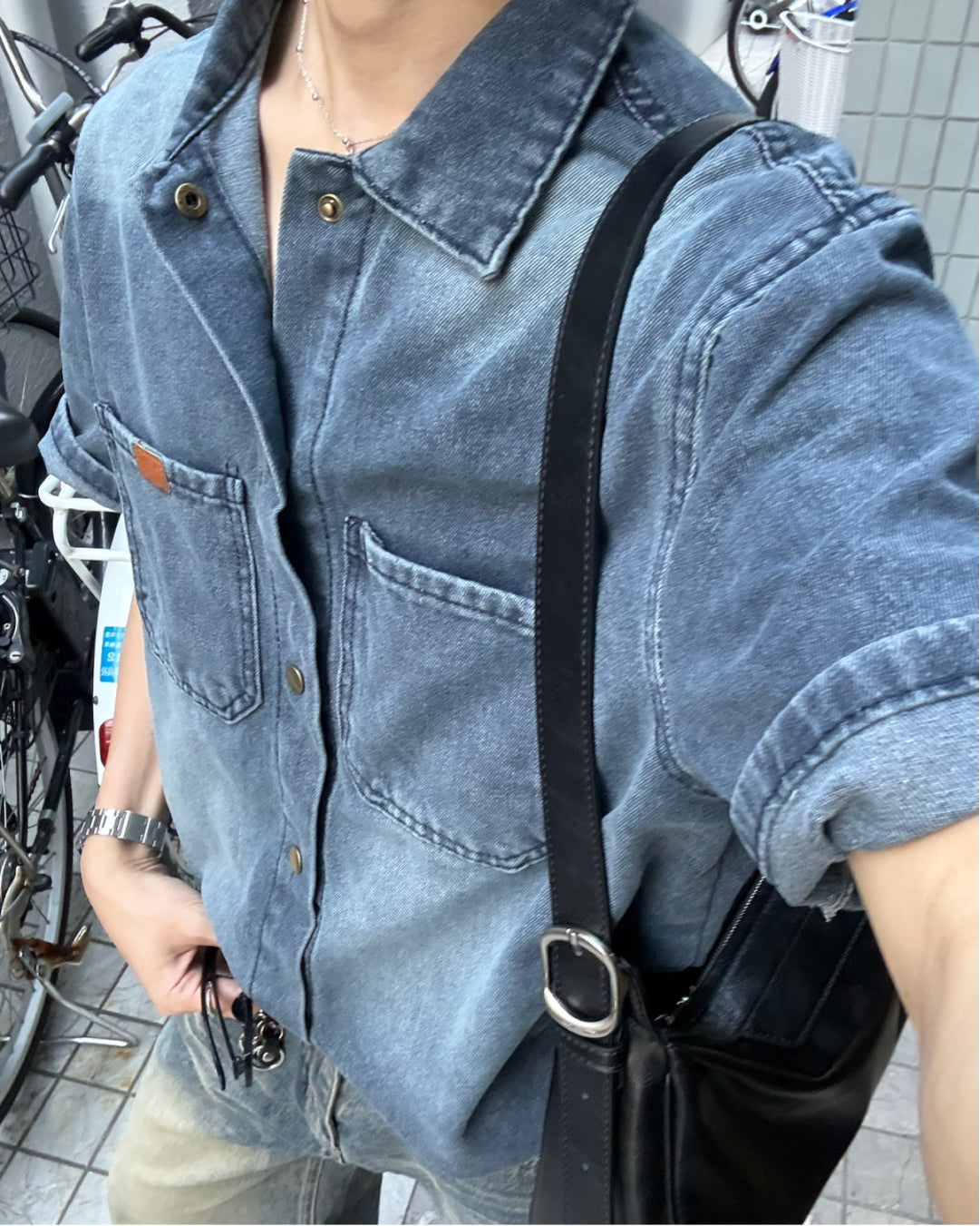 【即納】フェードウォッシュデニムルーズシャツ WG0332
