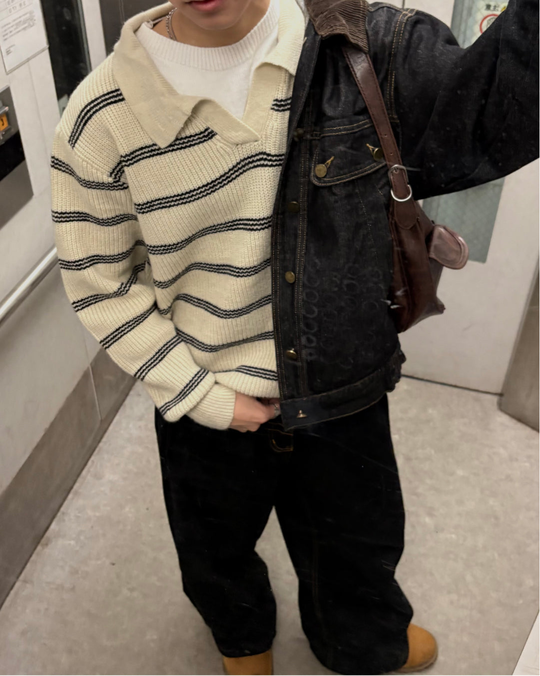 マルチボーダーレイヤードニットポロ WG0346