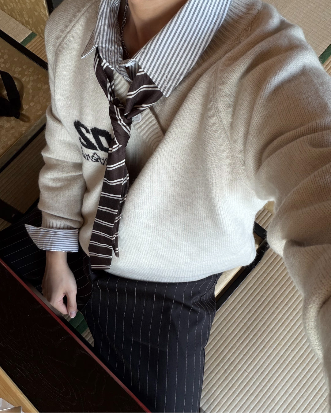 ナンバーロゴVネックセーター WG0353