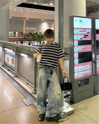 【即納】レトロボーダーポロシャツ WG0387