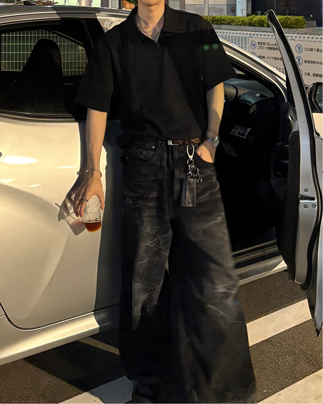 ヘリンボーンオープンカラーポロシャツ WG0425