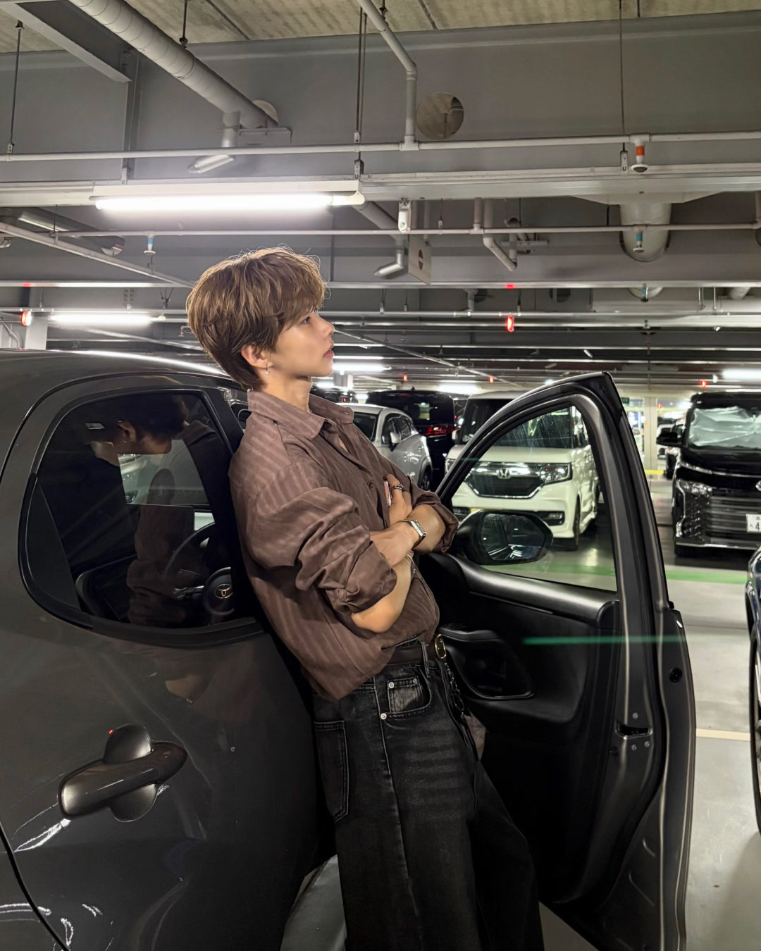 ダークカラーストライプシャツ WG0652