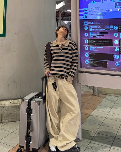 ストライプカジュアルニットポロ WG0672