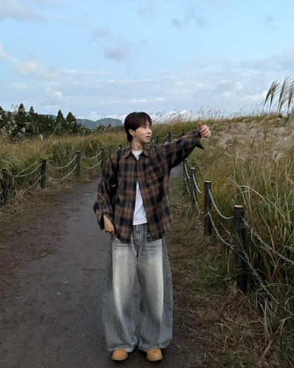 【即納】レトロチェックシャツ WG5007