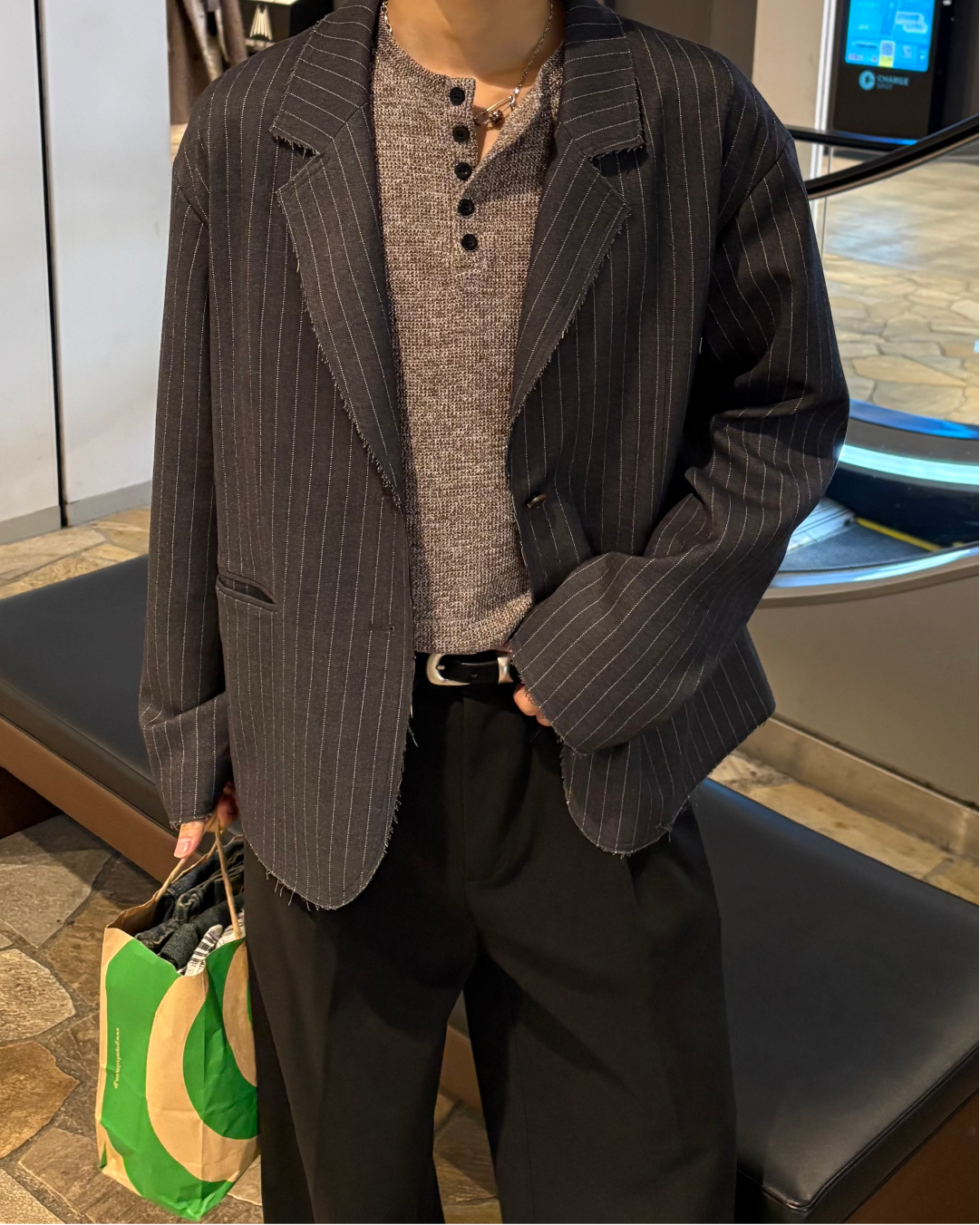 【即納】ピンストライプテーラードジャケット WG5018