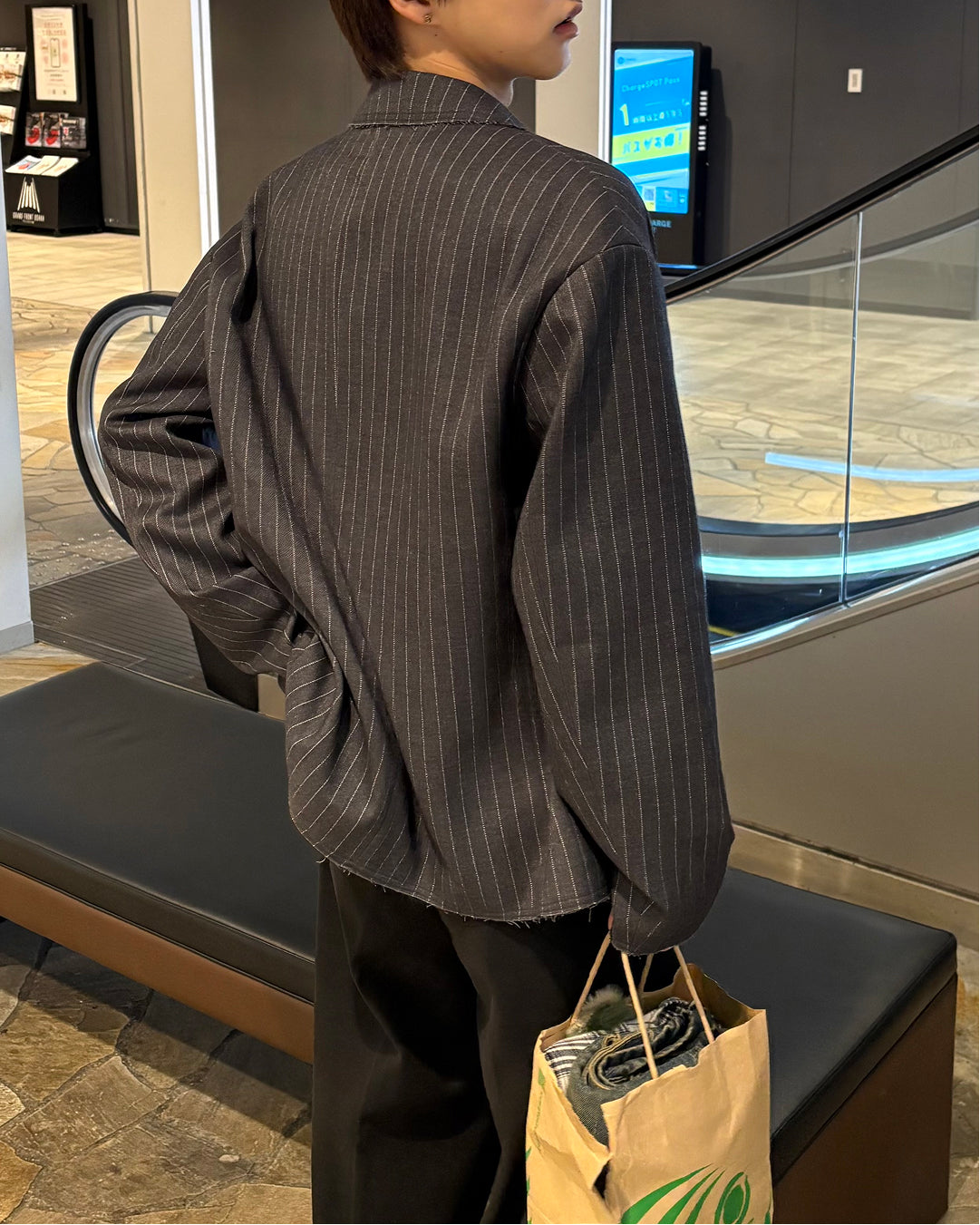 【即納】ピンストライプテーラードジャケット WG5018