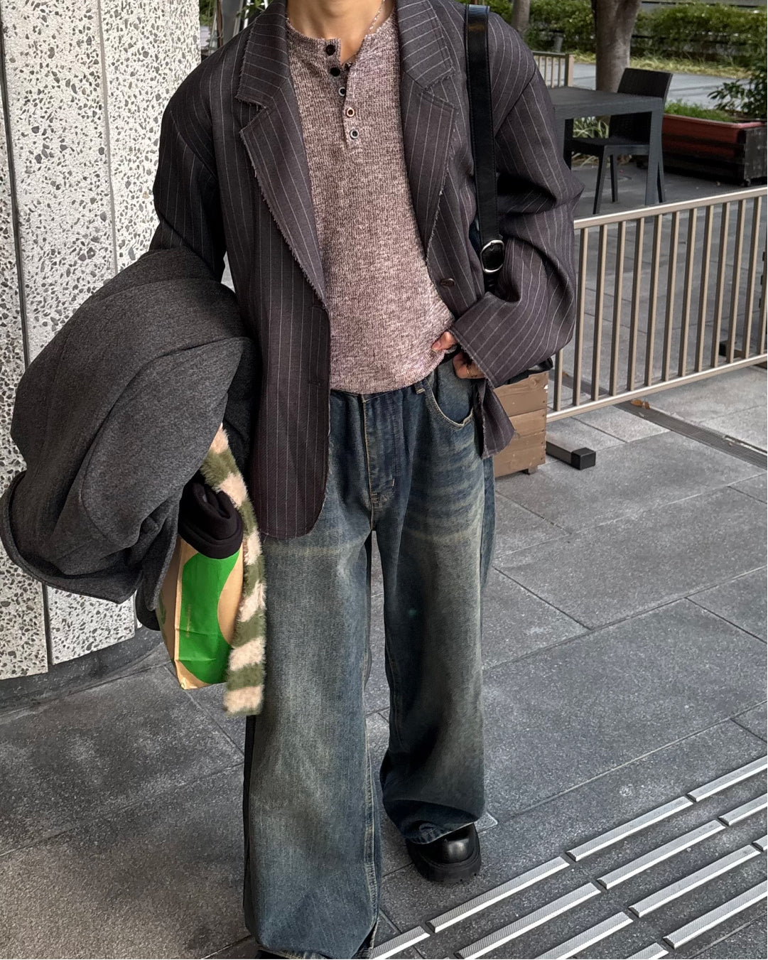 【即納】ピンストライプテーラードジャケット WG5018