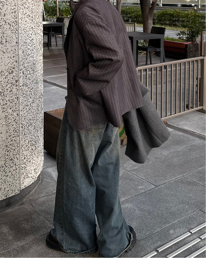 【即納】ピンストライプテーラードジャケット WG5018