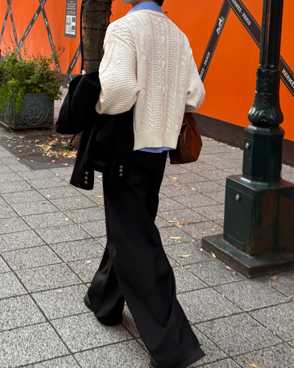 【11/25 19:00販売開始 オリジナル 即納】カラーレスアランニットカーディガン WG6001