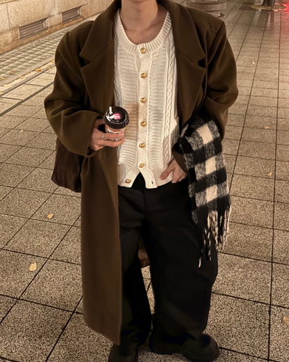 【11/25 19:00販売開始 オリジナル 即納】カラーレスアランニットカーディガン WG6001