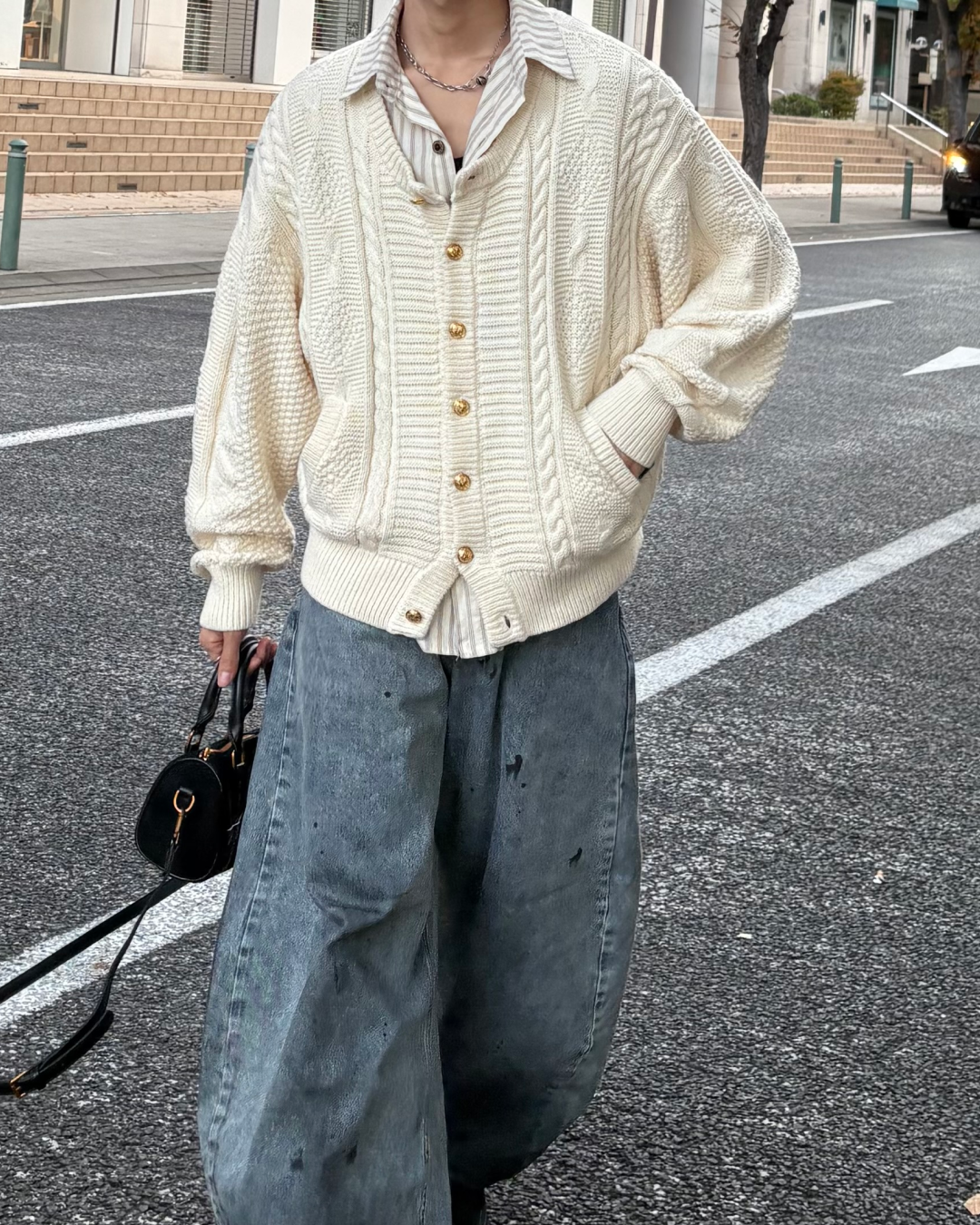 【11/25 19:00販売開始 オリジナル 即納】カラーレスアランニットカーディガン WG6001