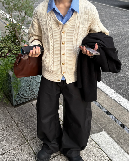 【11/25 19:00販売開始 オリジナル 即納】カラーレスアランニットカーディガン WG6001