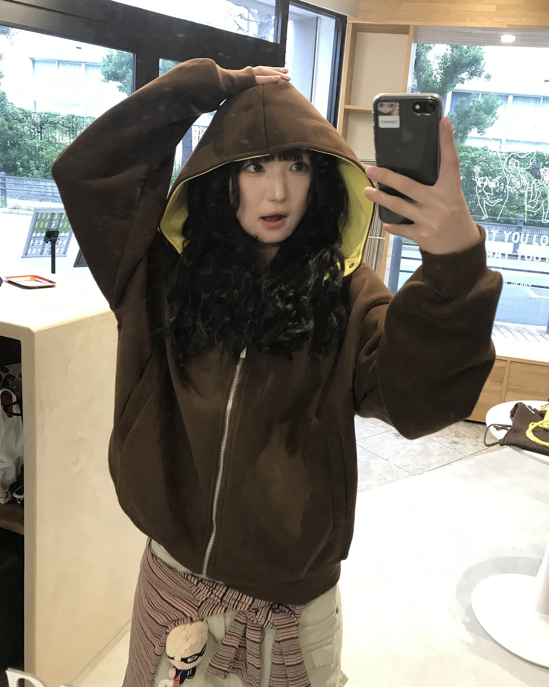 オーバーサイズハイネックジップアップフーディー WI0010
