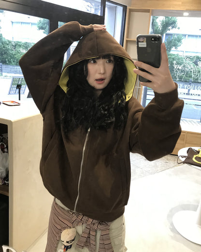 オーバーサイズハイネックジップアップフーディー WI0010