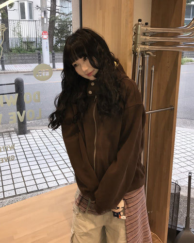 オーバーサイズハイネックジップアップフーディー WI0010