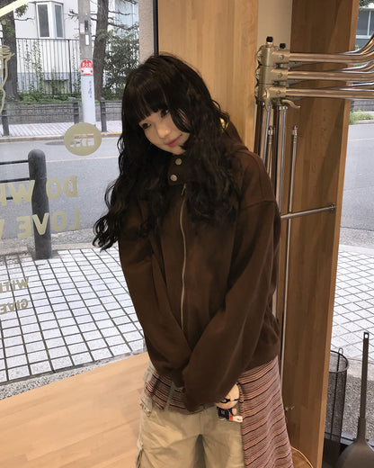 オーバーサイズハイネックジップアップフーディー WI0010