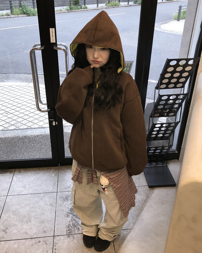 オーバーサイズハイネックジップアップフーディー WI0010