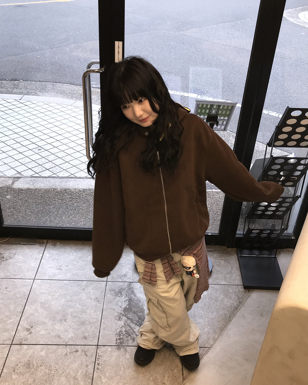 オーバーサイズハイネックジップアップフーディー WI0010
