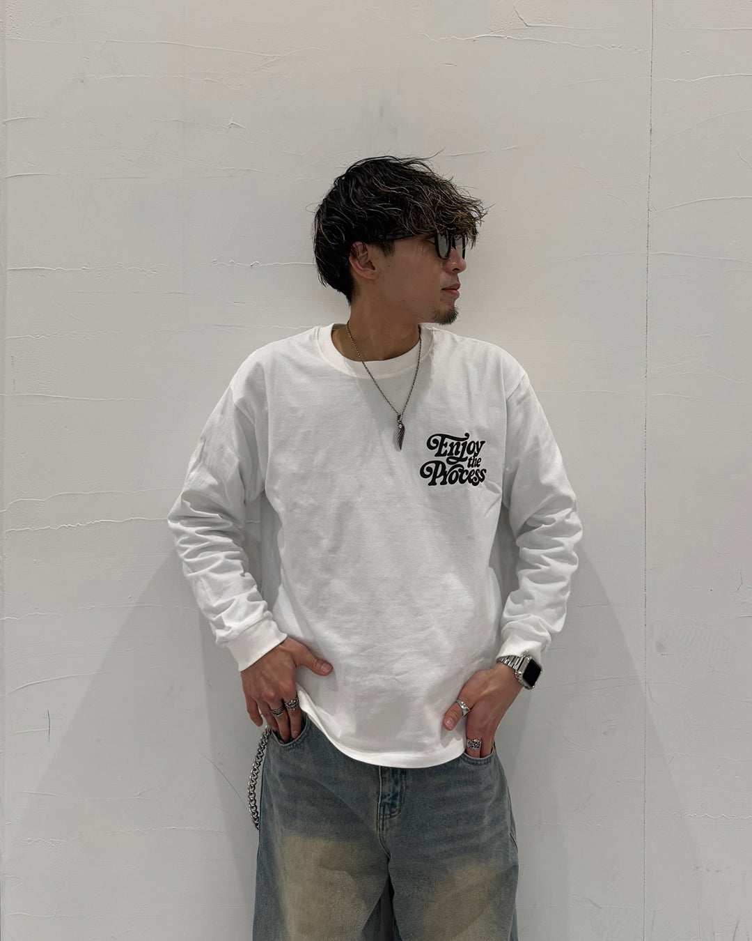 レトログラフィックプリントロングTシャツ WK0024