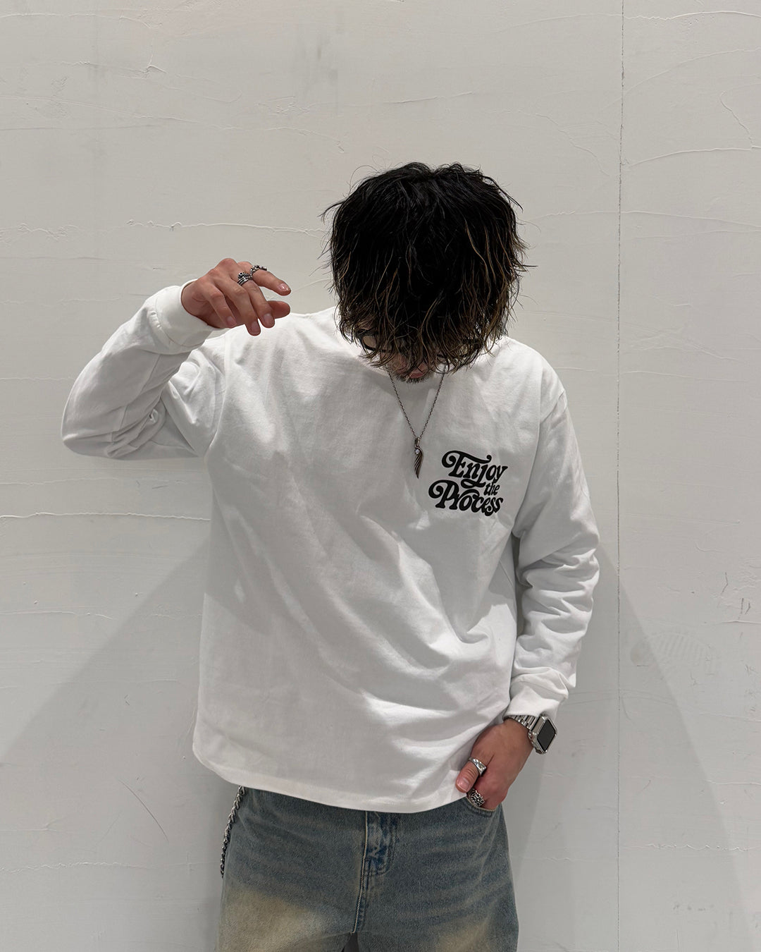 レトログラフィックプリントロングTシャツ WK0024