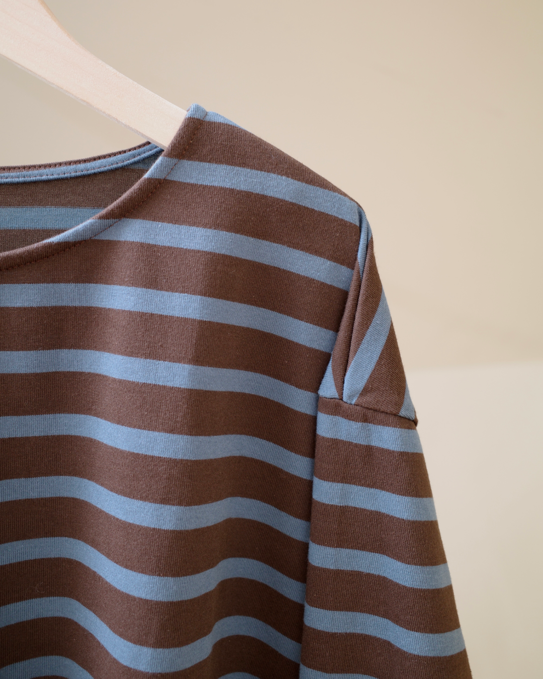 コットンブラウンボーダーロングTシャツ WR0001