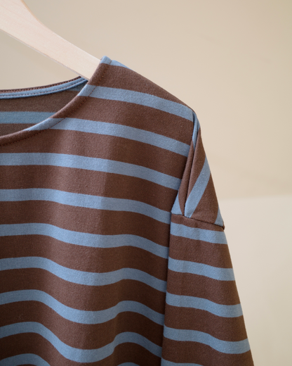 コットンブラウンボーダーロングTシャツ WR0001