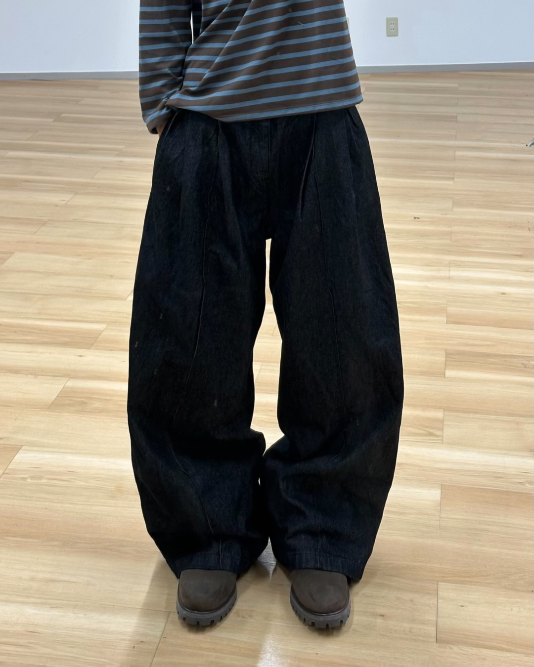 【即納】ベルトカーブワイドデニムトラウザー WR0006