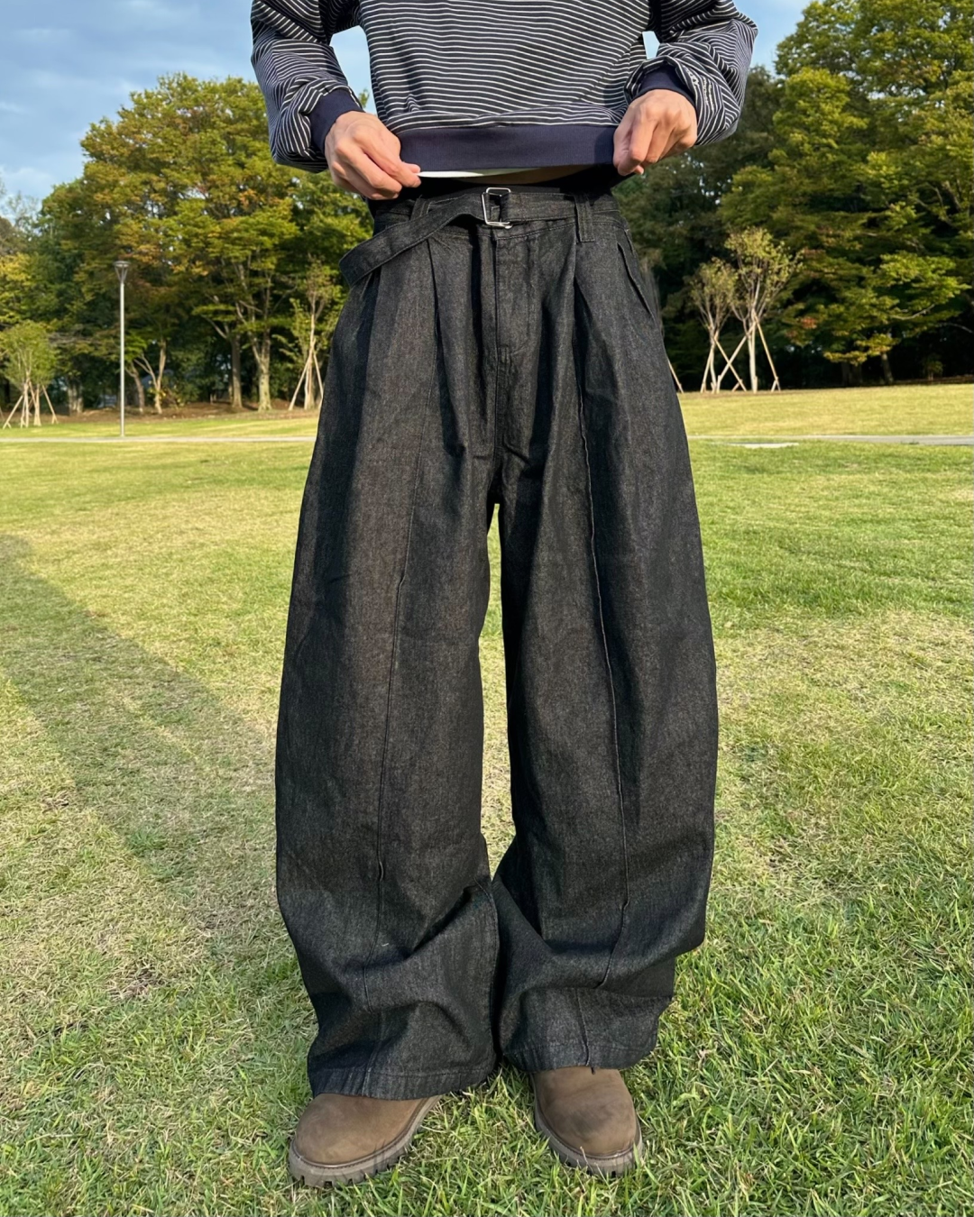 【即納】ベルトカーブワイドデニムトラウザー WR0006