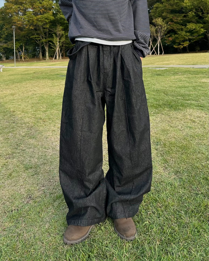 【即納】ベルトカーブワイドデニムトラウザー WR0006