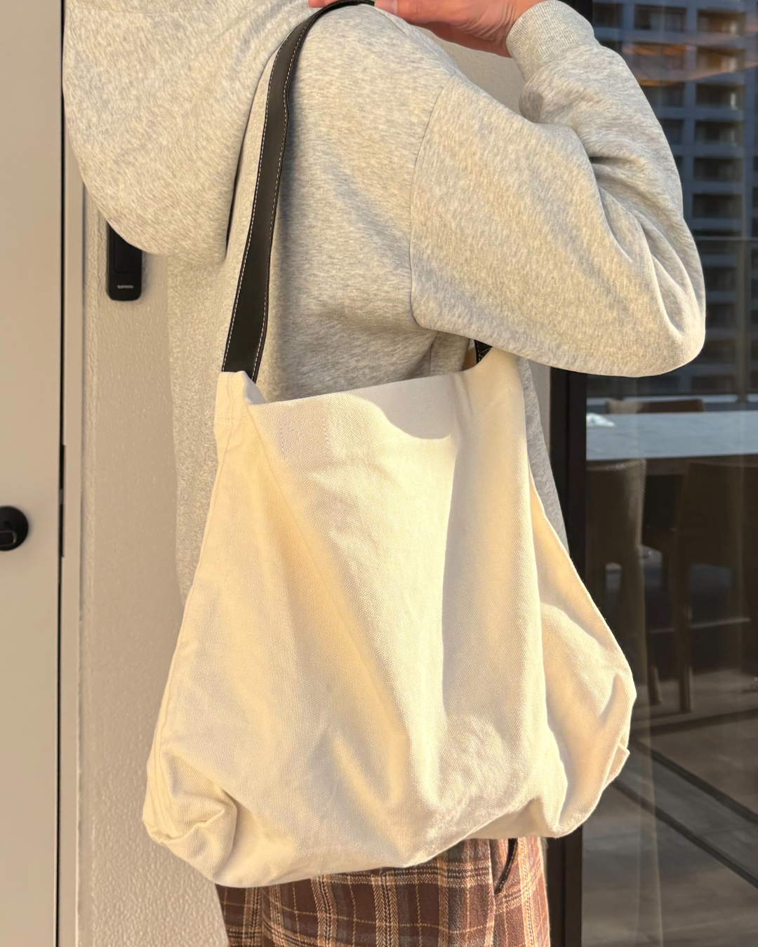 PUレザーショルダーキャンバストートバッグ  WR0012