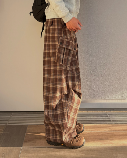 【即納】バレルレッグチェックパンツ WR5002