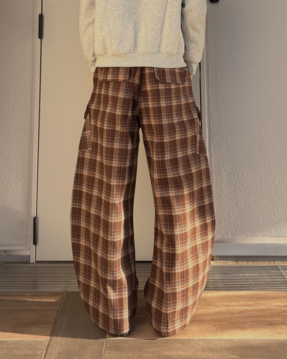 【即納】バレルレッグチェックパンツ WR5002