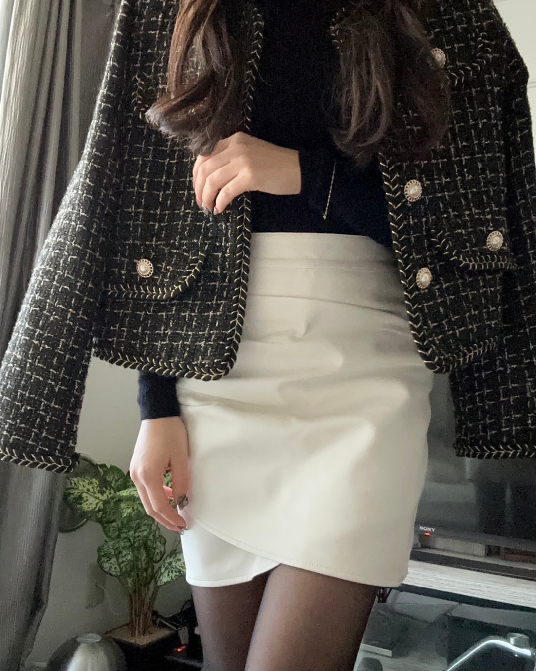 High waist leather skirt X0019