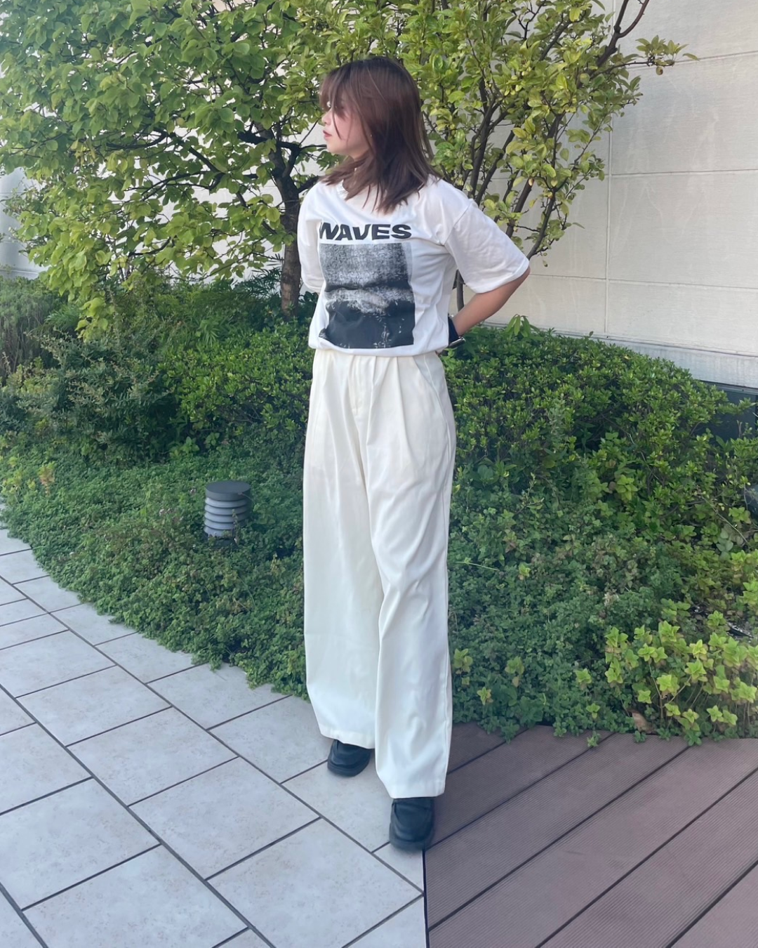 White wide pants Y0015